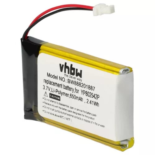 VHBW Wireless Headset Battery YP802542P - 650 mAh 3.7 V Li-polymer