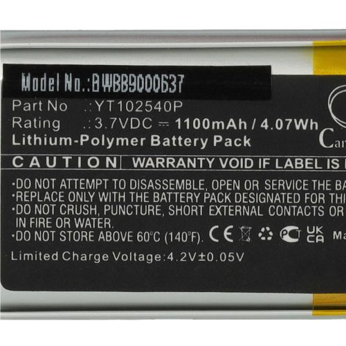 VHBW Kabelloses Kopfhörer Akku YT102540P - 1100 mAh 3,7 V Li-Polymer
