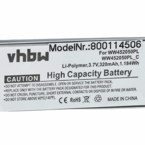 VHBW Vezeték nélküli fejhallgató Akkumulátor WW452050PL_C, WW452050PL - 320 mAh 3,7 V Li-polimer