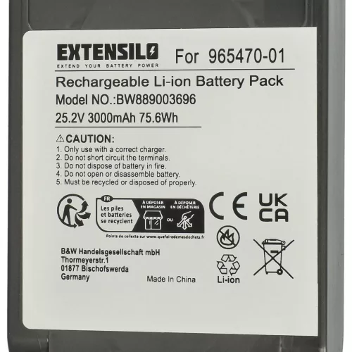 VHBW Battery for Dyson 96547001, 965470-01 - 3000 mAh, 25.2 V, Li-Ion