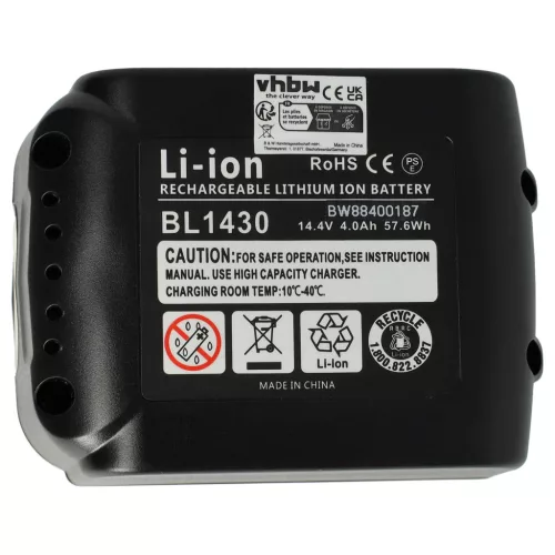 VHBW Electric Tool Battery Makita BL1415G, BL1413G, 196375-4, BL1411G - 4000 mAh 14.4 V Li-Ion