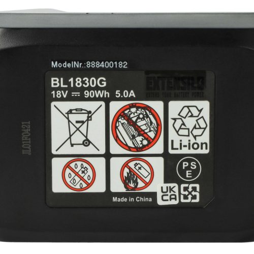 VHBW Elektromos szerszám akkumulátor Makita 195608-4, 198186-3, 196367-3, BL1813G - 5000 mAh 18 V Li-Ion