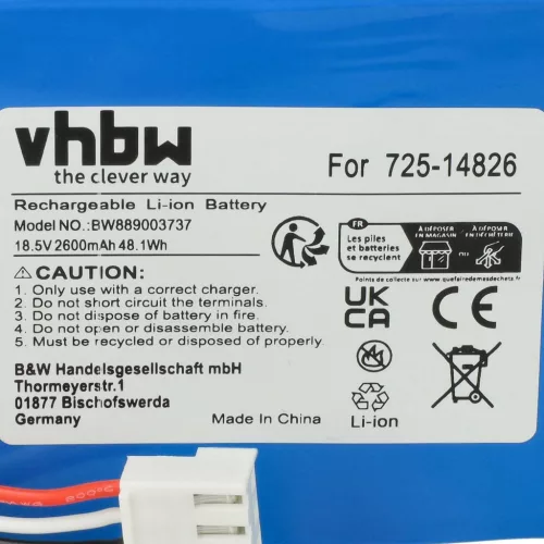 VHBW Cub Cadet Lawn Mower Battery 725-14826, 725-14827, 725-18426 - 2600 mAh 18.5 V Li-Ion
