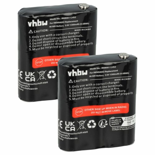 VHBW Rádió Akkumulátor Motorola FRS-4002A, HKNN4002B, HKNN4002A, 56315, 4002A - 1300 mAh 3,6 V NiMH
