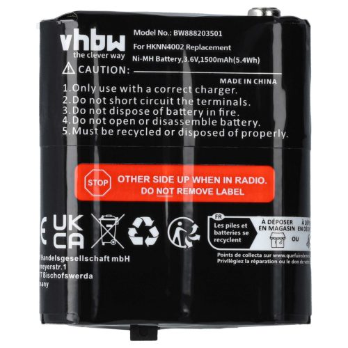 VHBW Radio Battery Motorola 4002A, 56315, FRS-009, AP-4002, AP-4002H, 1532, 53615 - 1500 mAh 3.6 V NiMH