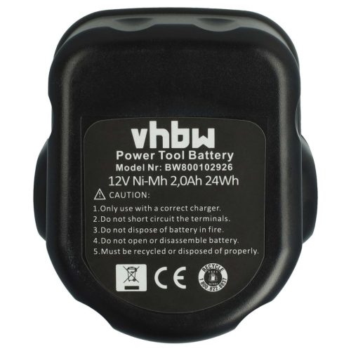 VHBW Electric Power Tool Battery for ELU EZWA60, EZWA49 and Rems 571510 Devices - 12V, NiMH, 2000mAh