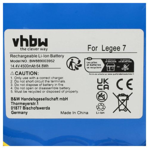 VHBW Akku Hobot LG700P1001 - 4000 mAh 14,4 V Li-Ion
