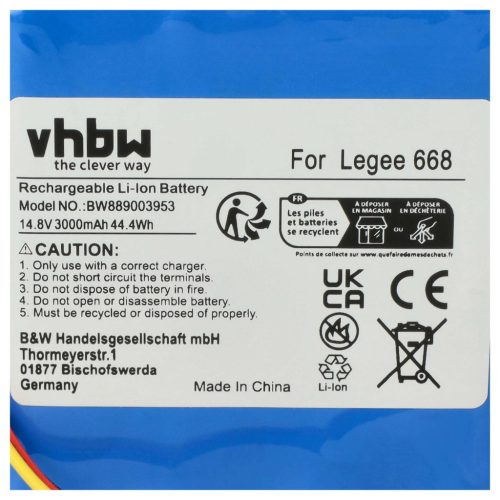 VHBW Akku Hobot HB668P108 - 3000 mAh 14,8 V Li-Ion