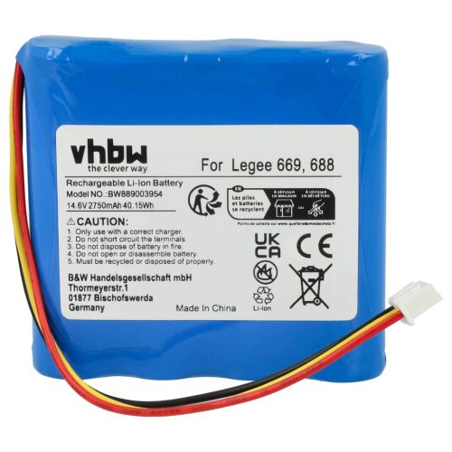 VHBW Akku Hobot HB668P108 - 2750 mAh 14,6 V Li-Ion