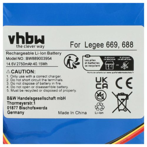 VHBW Akku Hobot HB668P108 - 2750 mAh 14,6 V Li-Ion