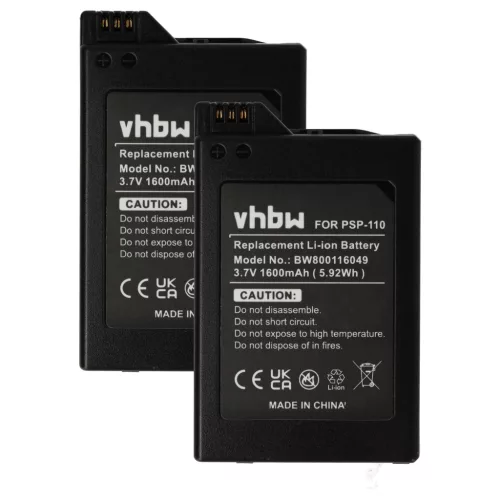 VHBW Game Console Battery PSP-110, PSP-280G - 1600 mAh 3.7 V Li-Ion