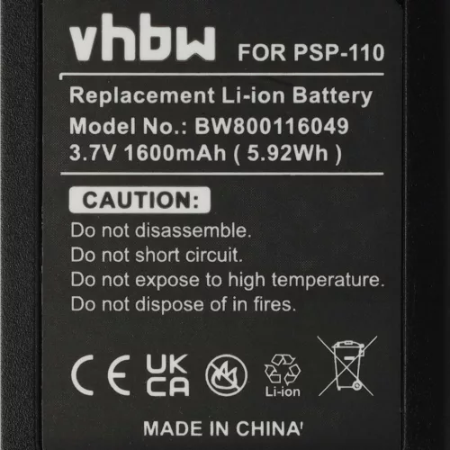 VHBW Game Console Battery PSP-110, PSP-280G - 1600 mAh 3.7 V Li-Ion