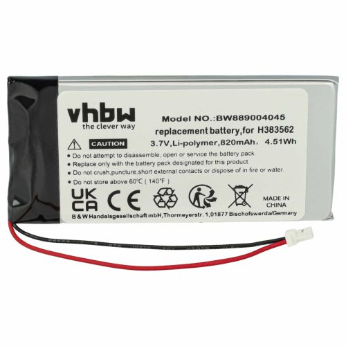 VHBW Kabellose Kopfhörer Akku Sennheiser 534403, H383562 - 820 mAh 3,7 V Li-Polymer