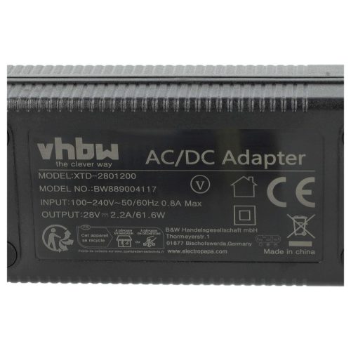 VHBW Hálózati adapter Husqvarna 5867553-01, 5904423-01, 5803807-01 fűnyíró robot töltőállomáshoz - 28 V / 2,2 A