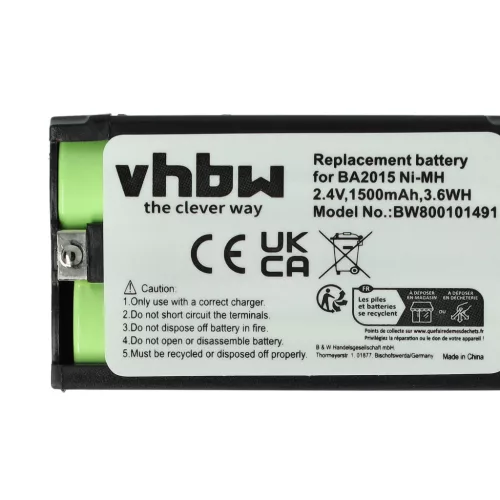 VHBW Mikrofonakku BA2015, BA-2015 - 1500 mAh 2,4 V NiMH