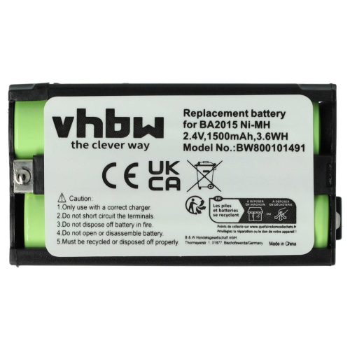 VHBW Wireless Headset Battery BA2015, BA-2015 - 1500 mAh 2.4 V NiMH