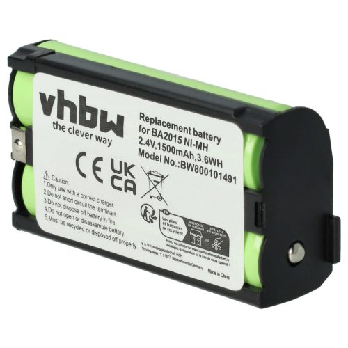 VHBW Drahtloser Kopfhörer Akku BA2015, BA-2015 - 1500 mAh 2,4 V NiMH