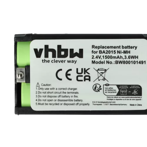 VHBW Wireless Headphone Battery Sennheiser BA2015, BA-2015 - 1500 mAh 2.4 V NiMH
