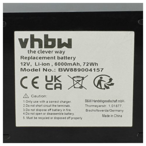 VHBW Akku Hecht, Wolf Garten, LD Systems, The Box - 6 Ah 12 V AGM