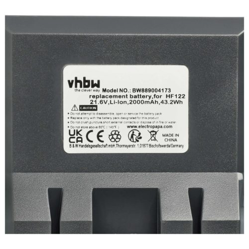 VHBW Staubsauger Akku Hoover B012, 35602208 - 2000 mAh 12,6 V Li-Ion