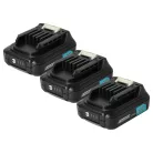 3x Battery replaces Makita 197396-9, 197402-0, 197390-1, 197394-3 Electric Power Tool - 1500 mAh, 12 V, Li-Ion