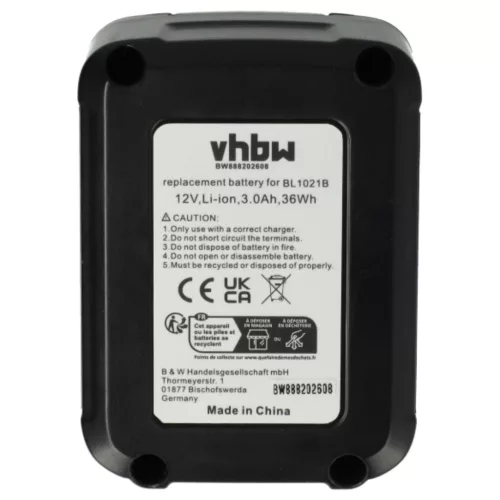 2x Battery replaces Makita 197396-9, 197402-0, 197390-1, 197394-3 Electric Power Tool - 3000 mAh, 12 V, Li-Ion