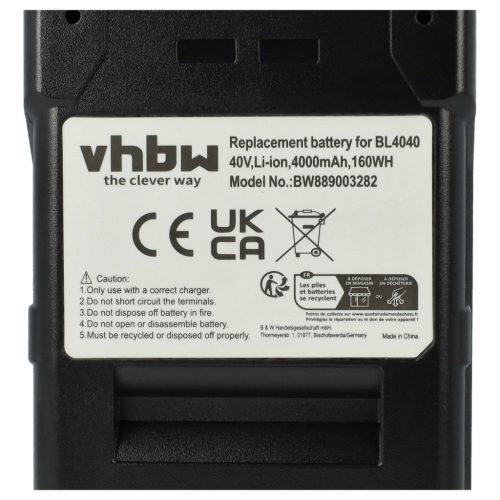 VHBW Elektrowerkzeug Akku 191L29-0, BL4020, BL4025, BL4040 - 4000 mAh 40 V Li-Ion
