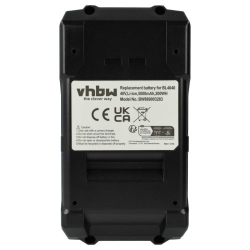 VHBW Elektromos szerszám akkumulátor Makita 191L29-0, BL4020, BL4025, BL4040 - 5000 mAh 40 V Li-Ion