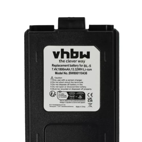 VHBW Radio Battery Baofeng BL-5 replacement - 1800 mAh 7.4 V Li-Ion