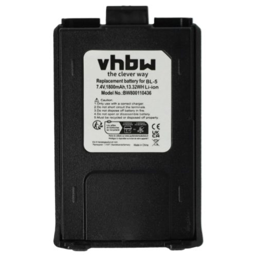 VHBW Rádió Akkumulátor Baofeng BL-5 - 1800 mAh 7,4 V Li-Ion