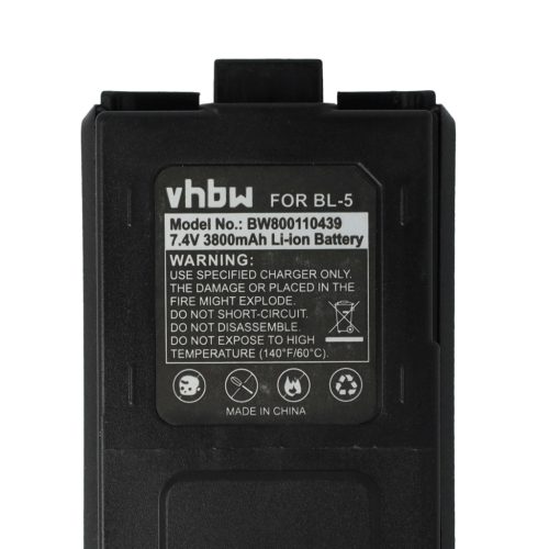 VHBW Radio Akku Baofeng BL-5 Ersatz - 3800 mAh 7,4 V Li-Ion