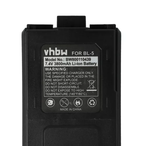 VHBW Radio Battery Baofeng BL-5 - 3800 mAh 7.4 V Li-Ion