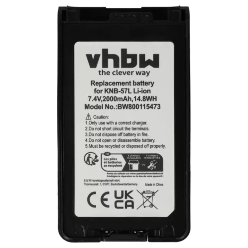 VHBW Radio Akku KNB-24LX, KNB-24, KNB-24Li, KNB-25A, KNB-25, KNB-24L - 2000 mAh 7,4 V Li-Ion