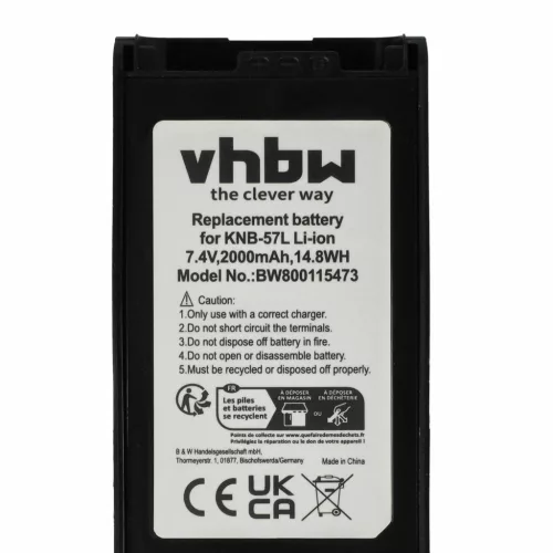 VHBW Radio Akku KNB-24LX, KNB-24, KNB-24Li, KNB-25A, KNB-25, KNB-24L - 2000 mAh 7,4 V Li-Ion