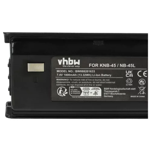 VHBW Radio Akku KNB-45, KNB-45L, KNB-45Li - 1800 mAh 7,4 V Li-Ion