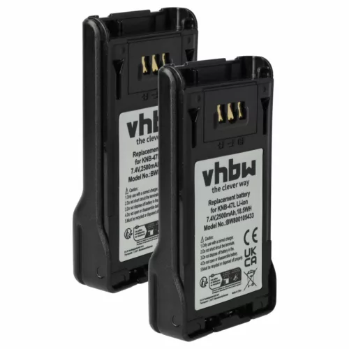 VHBW Radio Battery KNB-47L, KNB-50NC, KNB-48L, KNB-48, KNB-47 - 2500 mAh 7.4 V Li-Ion