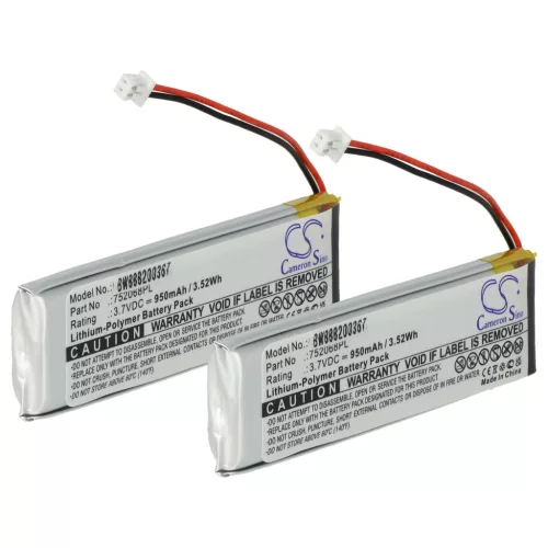 VHBW Kabellose Kopfhörer Akku Midland 752068PL - 950 mAh 3,7 V Li-Polymer