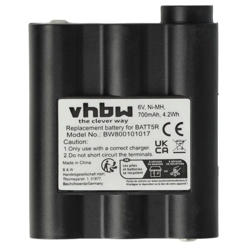 VHBW Radio Akku Alan Midland BATT5R, PB-ATL/G7 - 700 mAh 6 V NiMH