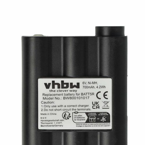 VHBW Radio Akku Alan Midland BATT5R, PB-ATL/G7 - 700 mAh 6 V NiMH