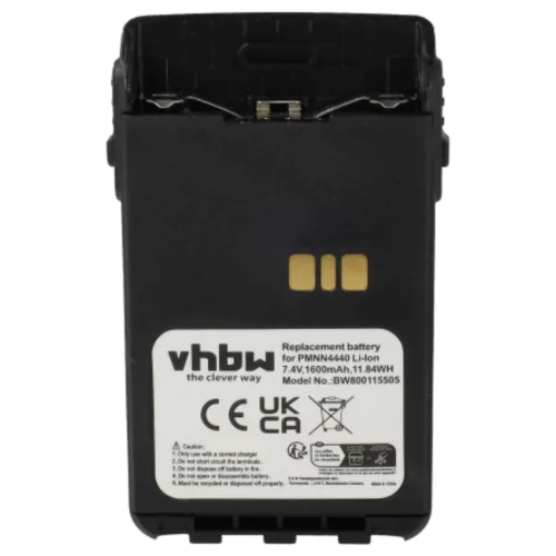 VHBW Radio Battery PMNN4511A, PMNN4440, PMNN4502A, PMNN4440AR - 1600 mAh 7.4 V Li-Ion