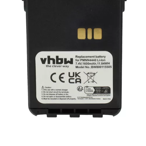 VHBW Radio Battery PMNN4511A, PMNN4440, PMNN4502A, PMNN4440AR - 1600 mAh 7.4 V Li-Ion