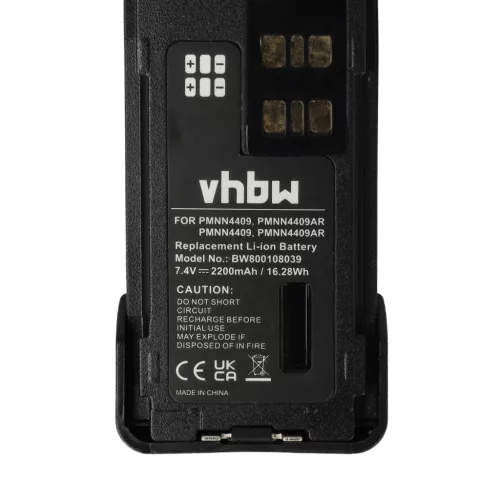 VHBW Radio Akku PMNN4406BR, PMNN4406, PMNN4409 - 2200 mAh 7,4 V Li-Ion