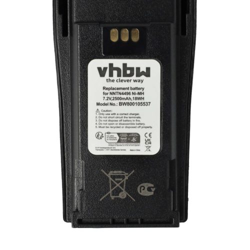 VHBW Radio Akku NNTN4497, NNTN4496, NNTN4496AR, MNN4254AR - 2500 mAh 7,2 V NiMH