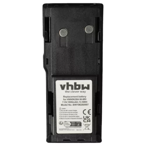 VHBW Radio Battery HNN8133C, HNN9628A, HNN8308A, HNN9628 - 1800 mAh 7.5 V NiMH