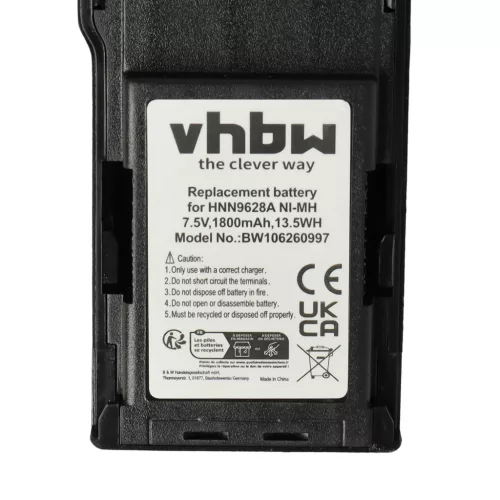 VHBW Radio Battery HNN8133C, HNN9628A, HNN8308A, HNN9628 - 1800 mAh 7.5 V NiMH