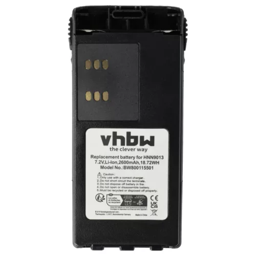 VHBW Radio Akku HMNN4151, HMNN4154, HNN4001, HMNN4158, HMNN4159 - 2600 mAh 7,4 V Li-Ion