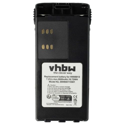 VHBW Rádió Akkumulátor HMNN4151, HMNN4154, HNN4001, HMNN4158, HMNN4159 - 2600 mAh 7,4 V Li-Ion