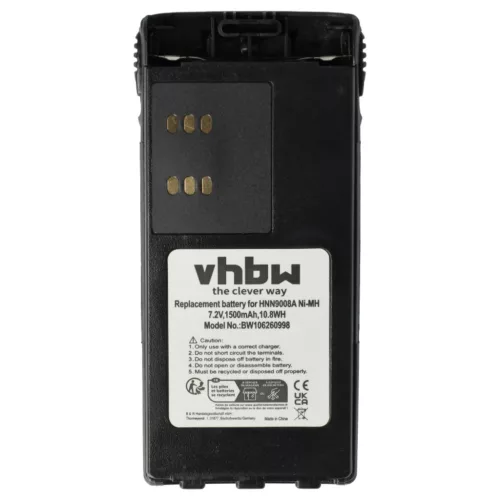 VHBW Radio Battery HMNN4151, HMNN4154, HMNN4158, HMNN4159 - 1500 mAh 7.2 V NiMH