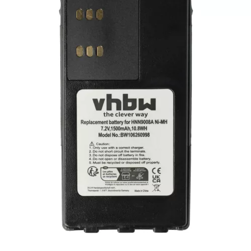 VHBW Radio Battery HMNN4151, HMNN4154, HMNN4158, HMNN4159 - 1500 mAh 7.2 V NiMH