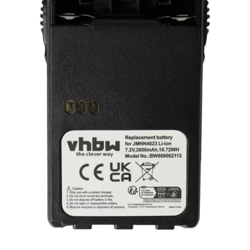 VHBW Radio Akku JMNN4023BR, JMNN4023, JMNN4024 - 2600 mAh 7,2 V Li-Ion